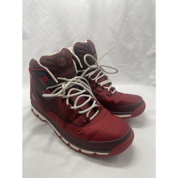 Timberland Euro Hiker Jacquard Medium Red Jacquard Mens Lace-Up Boots Size 13M - Picture 3 of 10